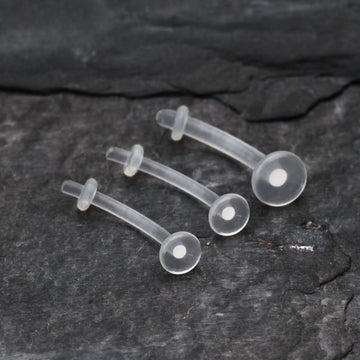 Detail View 1 of Curved Barbell Type Retainer-Clear Gem/White